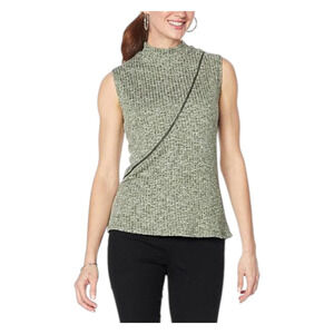 Brittany Humble Women's Mock Neck Zipper Top Olive - Regular